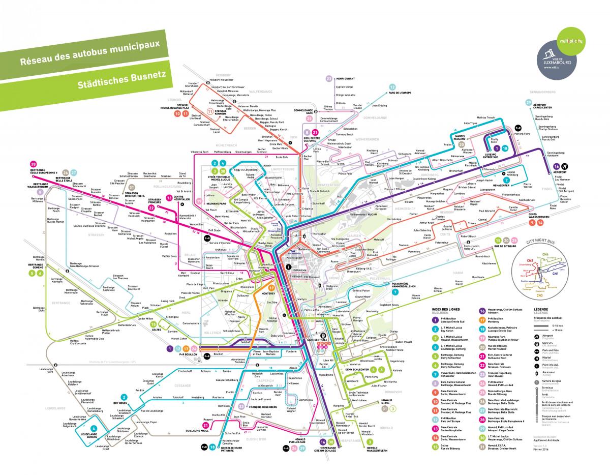Luksemburga autobusu maršruta karte