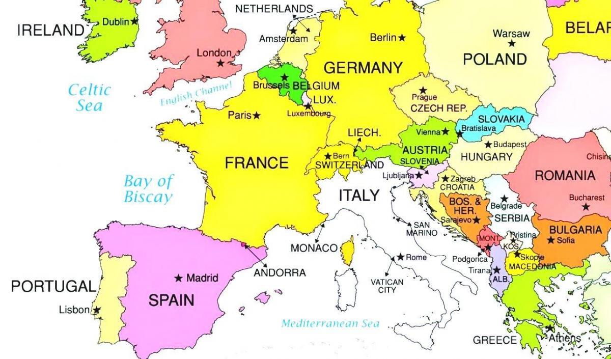 eiropas karte, kas rāda Luksemburga