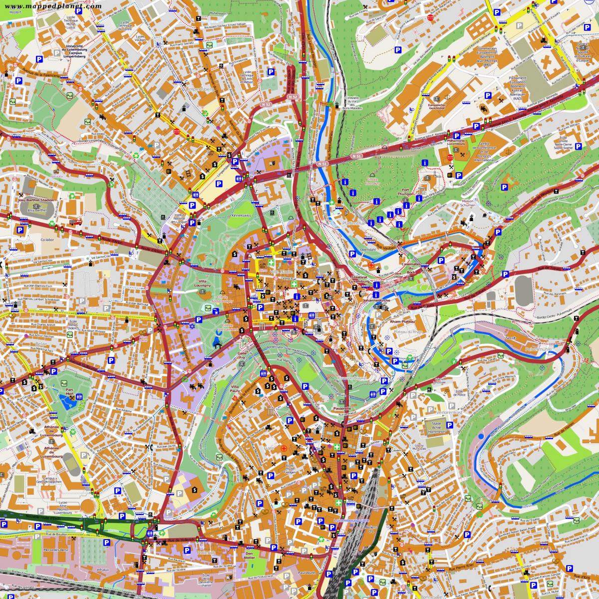 kartes Luksemburgas pilsētas centrā