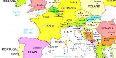 Eiropas karte, kas rāda Luksemburga